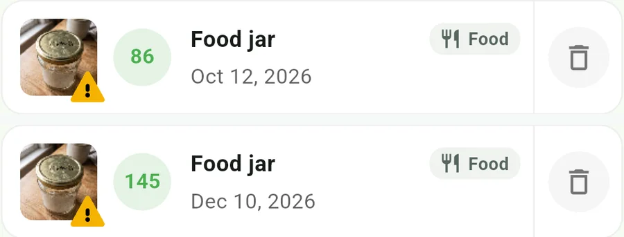 The same jam jar photo registered as Oct 12, 2026 with the month/day setting and Dec 10, 2026 with the day/month setting