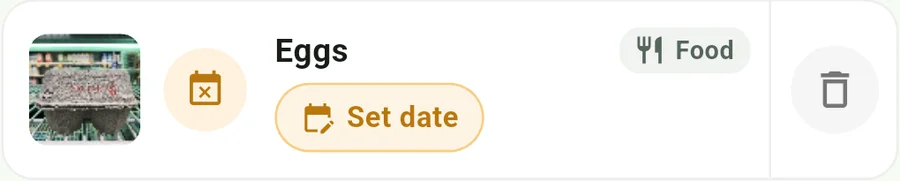 DueSnap registered the egg carton with no date set rather than fabricating one