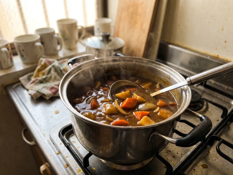 A pot of homemade curry with no printed date