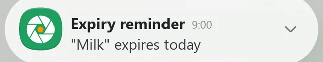 Expiry reminder notification